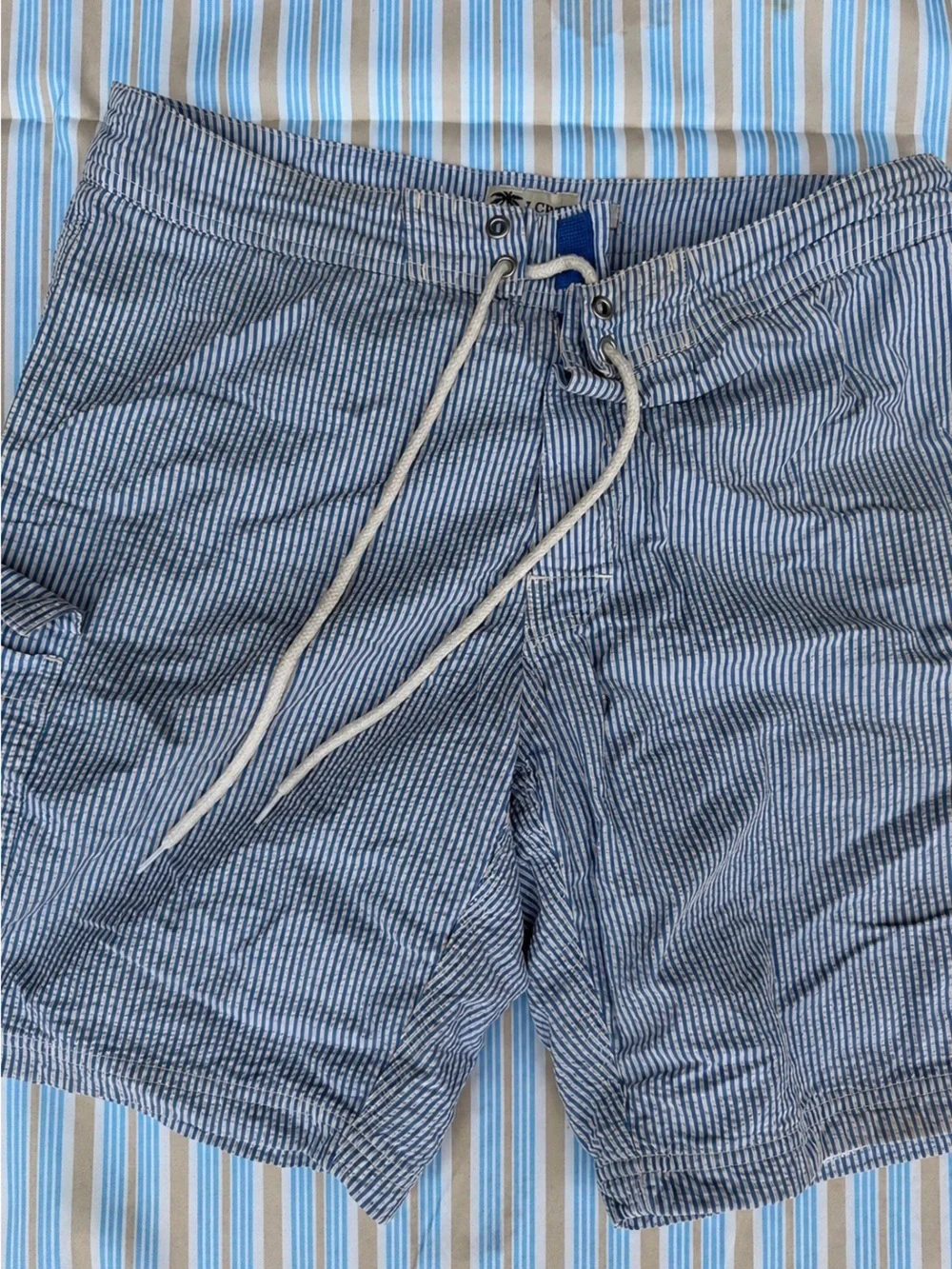 Jcrew Striped Blue Drawstring Swimsuit